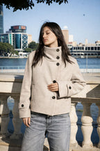 Beige High collar Jacket image 0