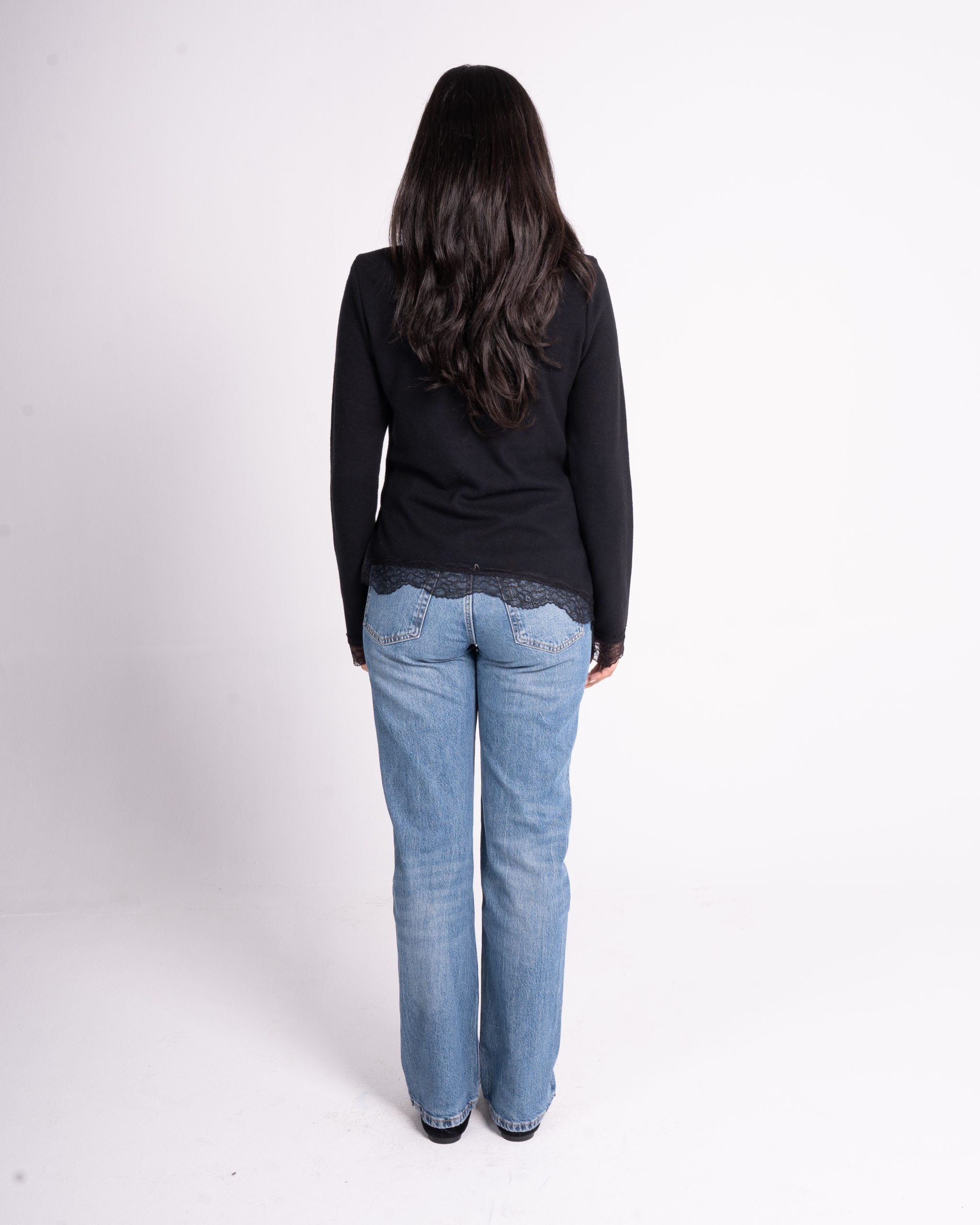 Lace Trimmed Long Sleeve Top image 2
