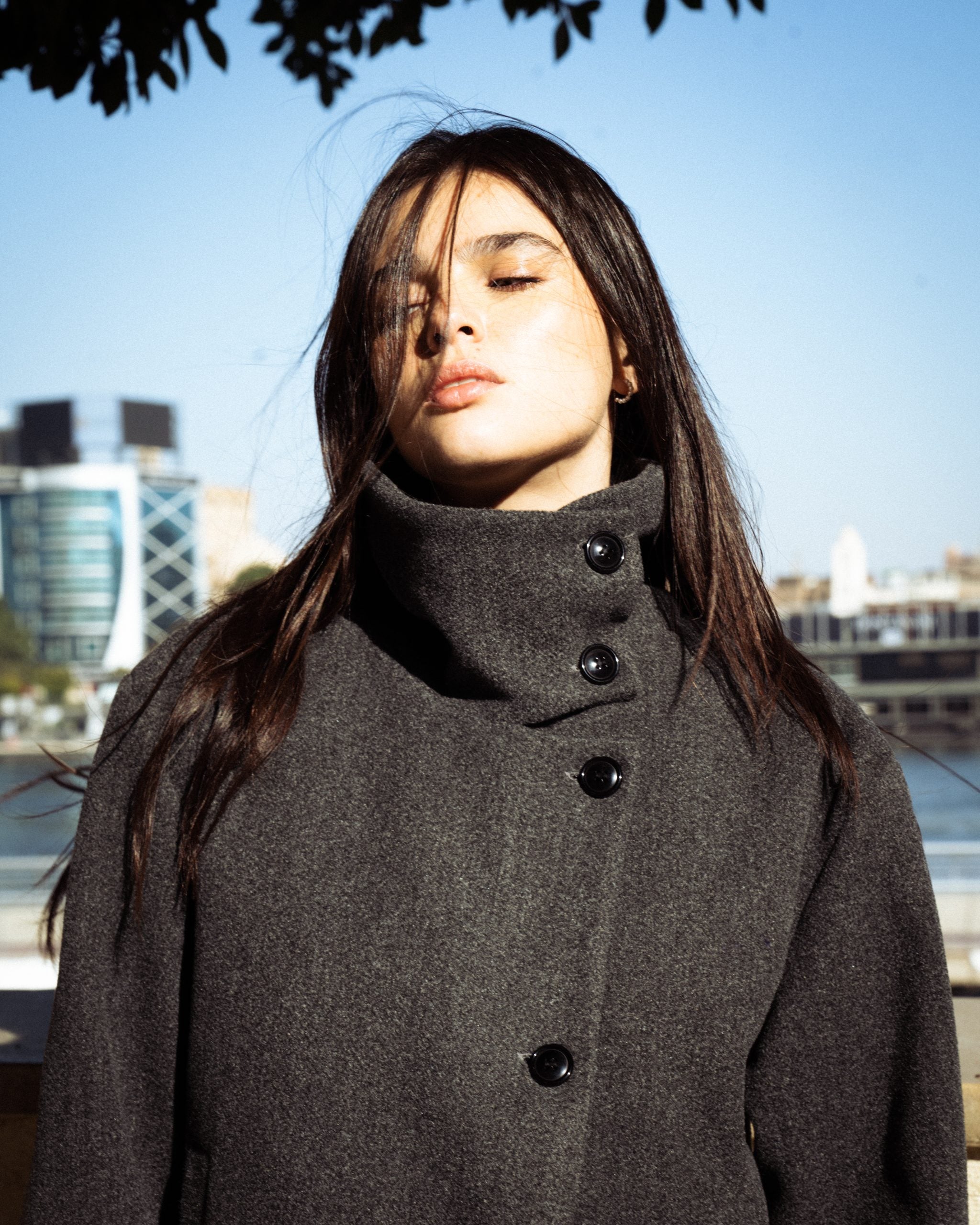 Grey high collar jacket - M image