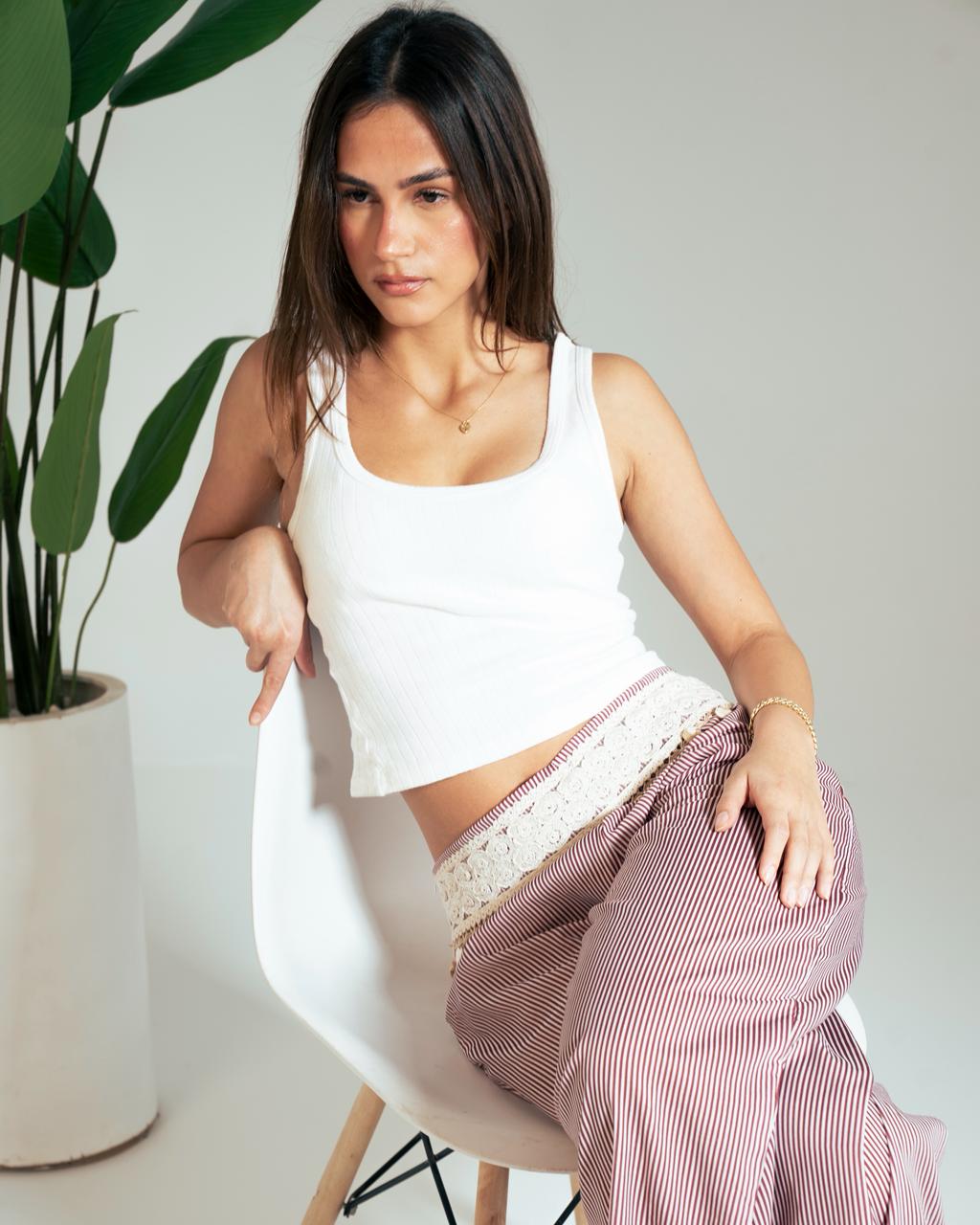 Elastic Detail Wide Pants : image 2