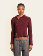 Burgundy Knit Side Zipup - S image