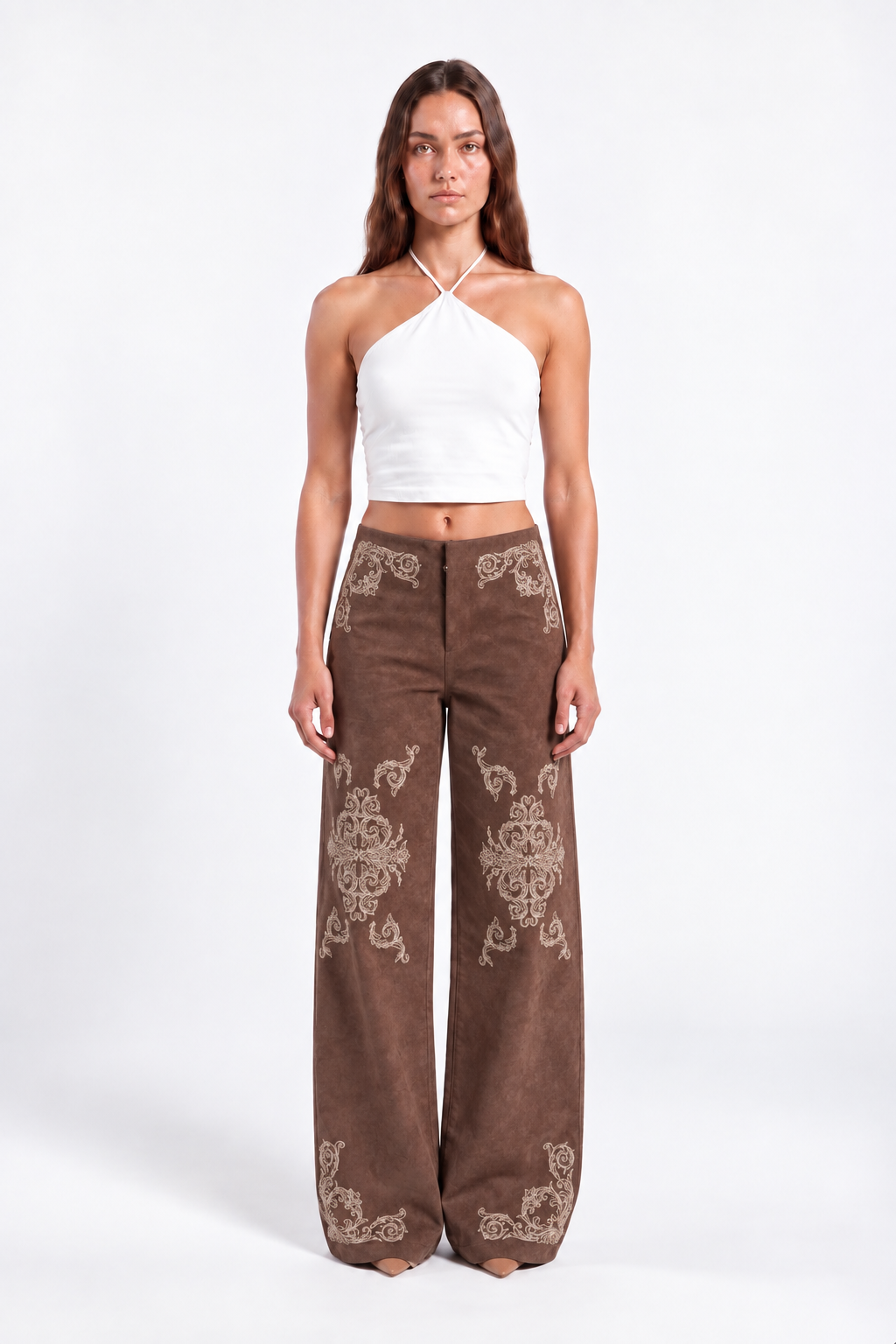 Mocha embroidery pants :