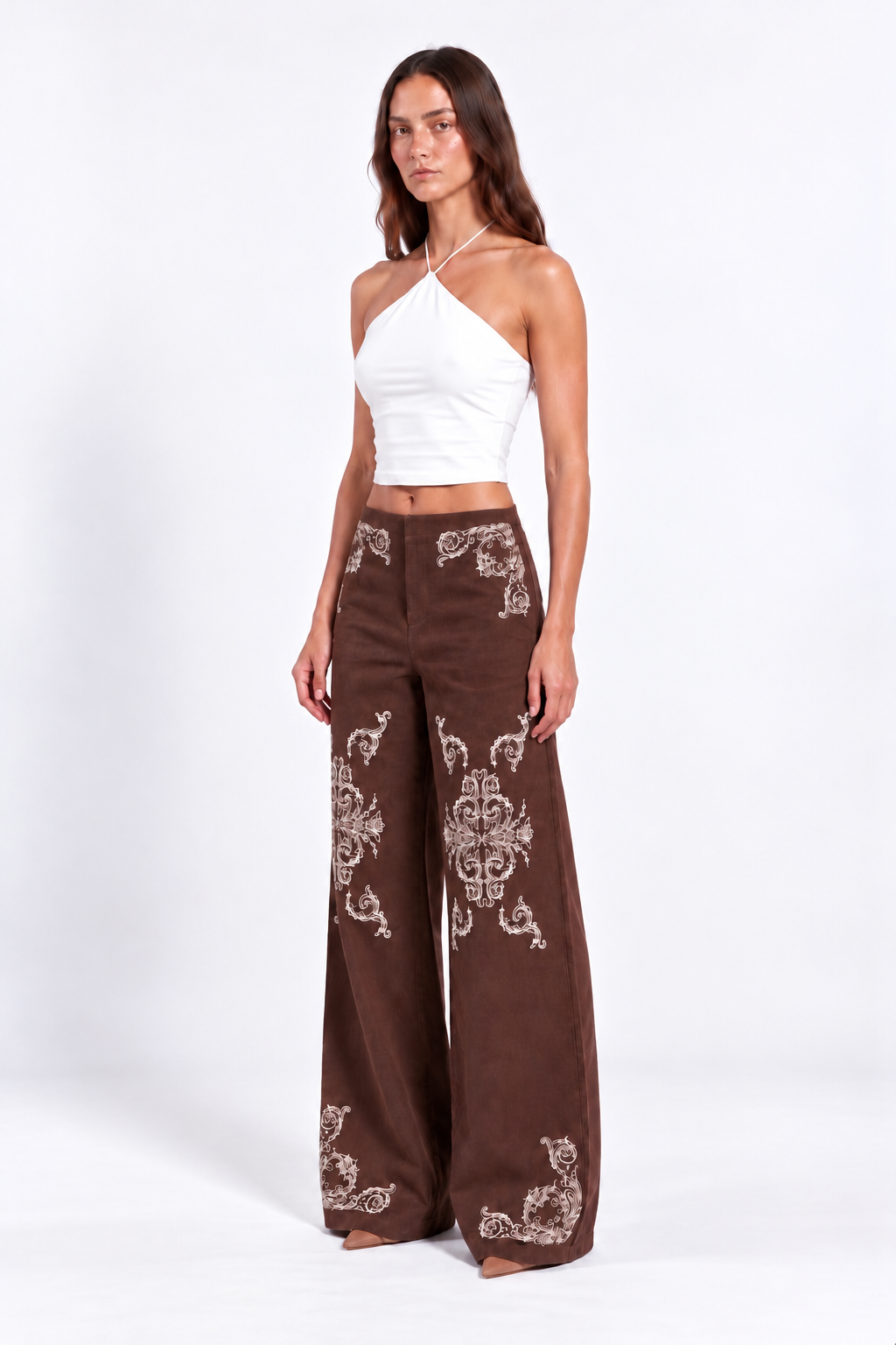 Mocha embroidery pants :