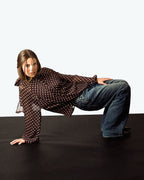 Brown Dot &amp; Tie Blouse - L image