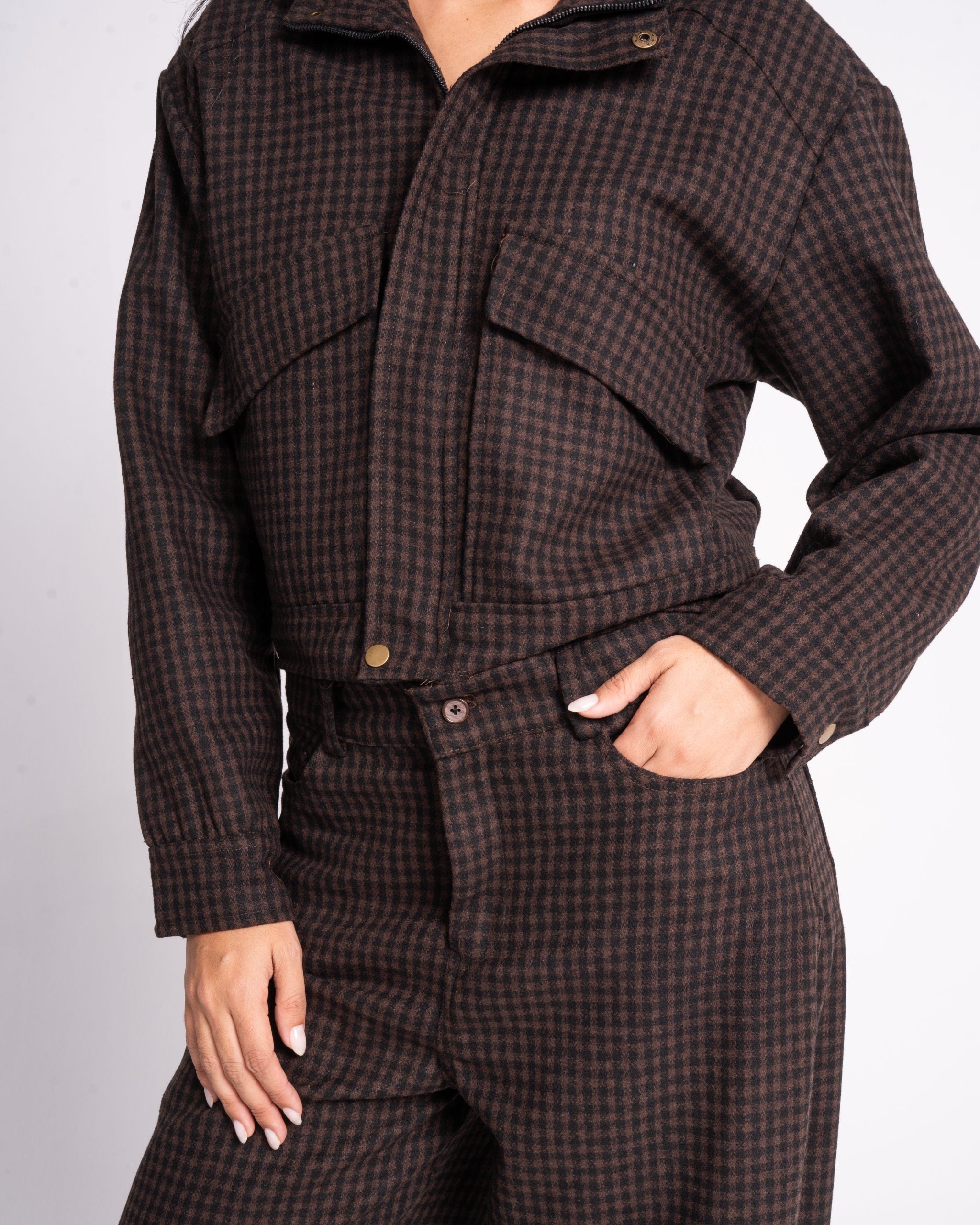 Brown Checkered Wool Pants image 2