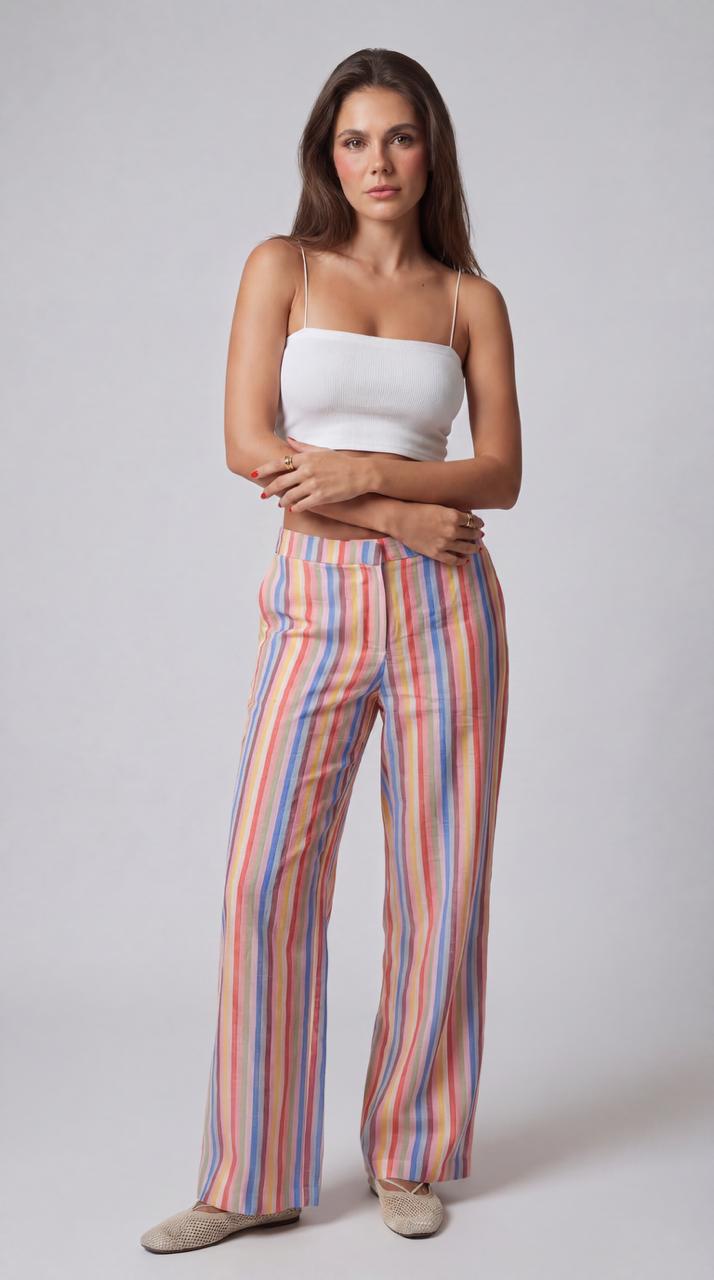 Sunset Stripe Linen Pants: image 2