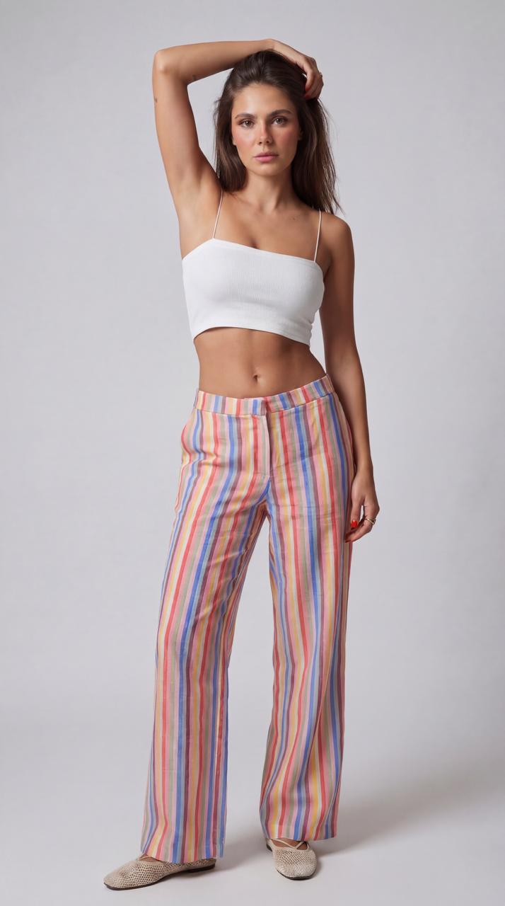 Sunset Stripe Linen Pants: image 1