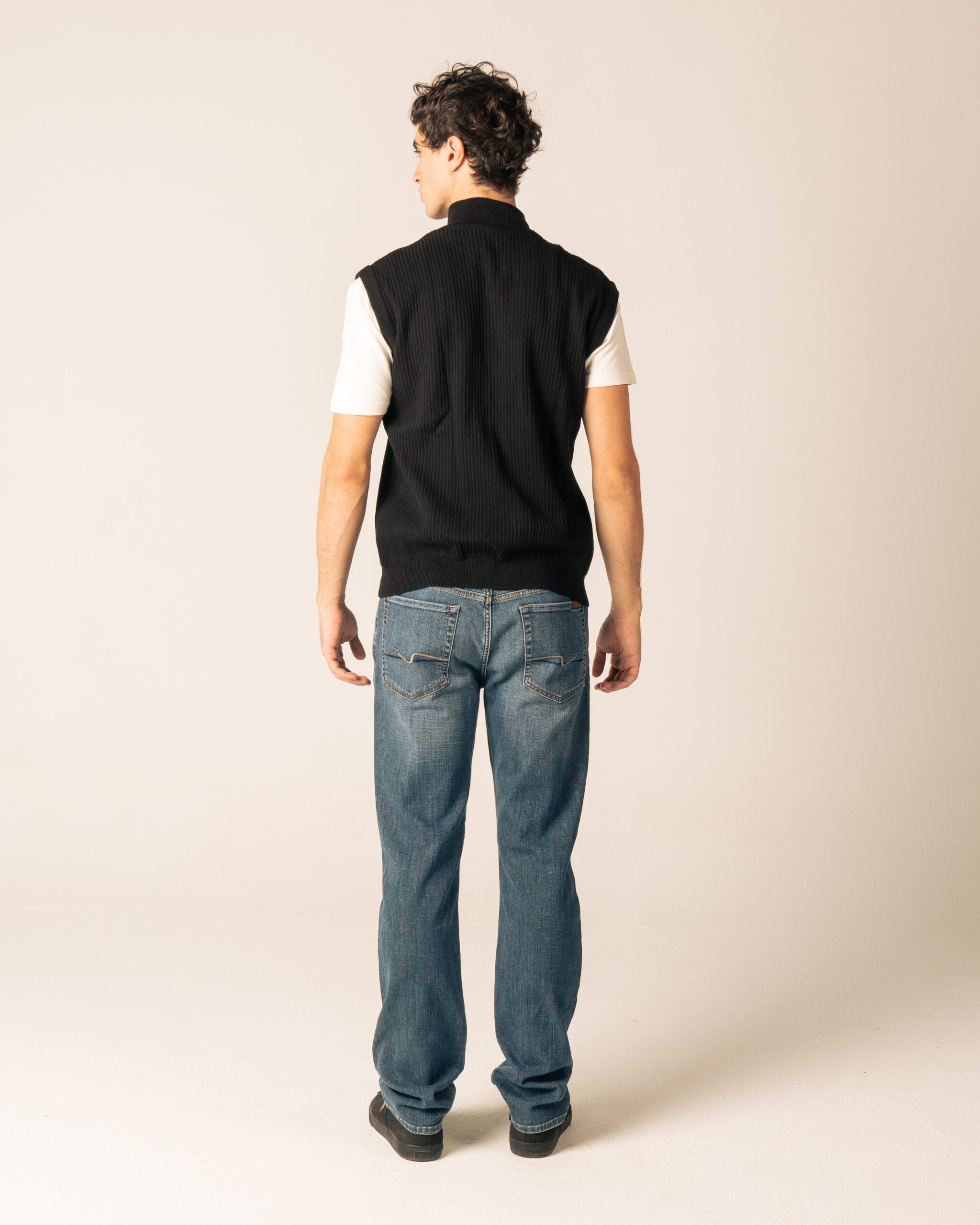 Black Knit Zipup Vest image 2
