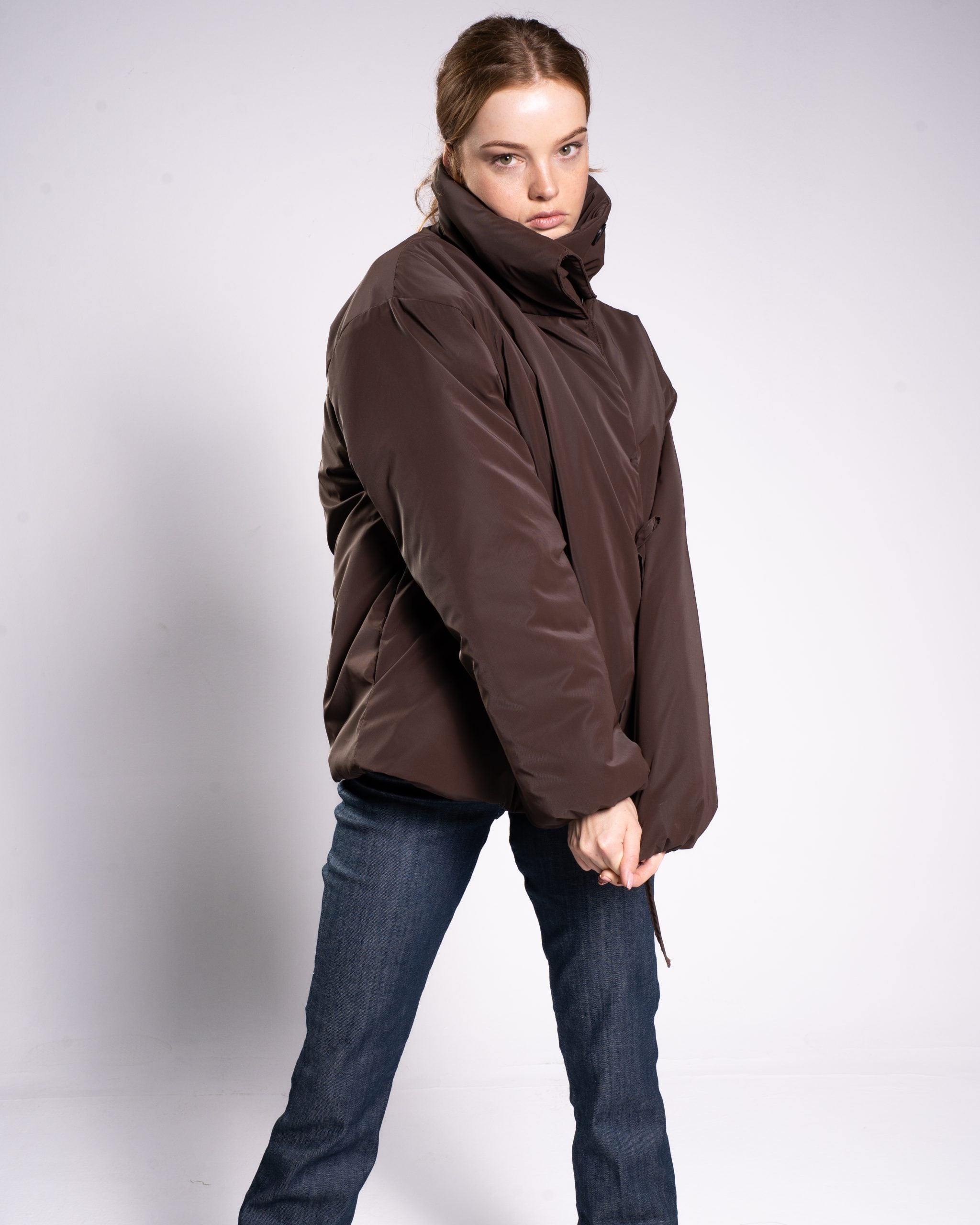Brown Tie Puffer Jacket - XS-S image