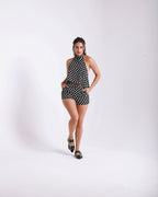 Black Polka Dot Halter Top - Black, M image