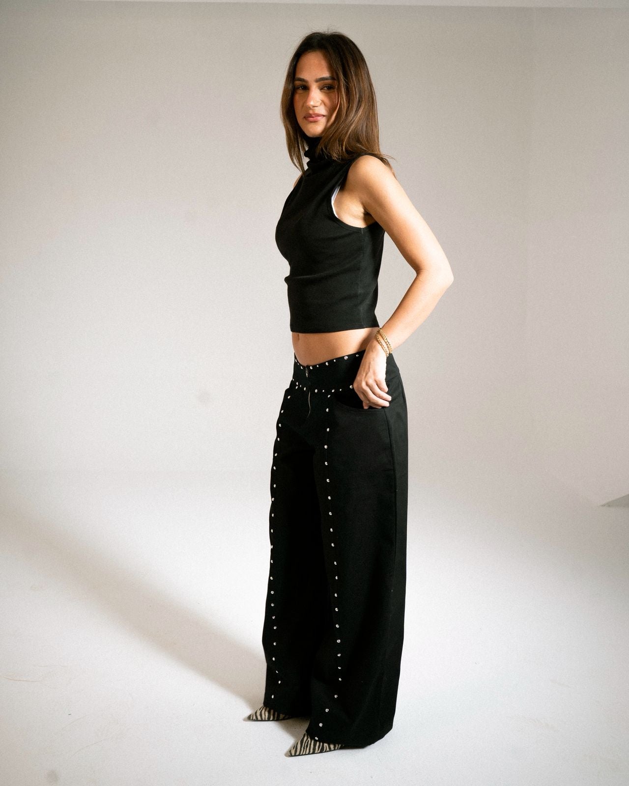 Low Rise Stud Trousers image 4