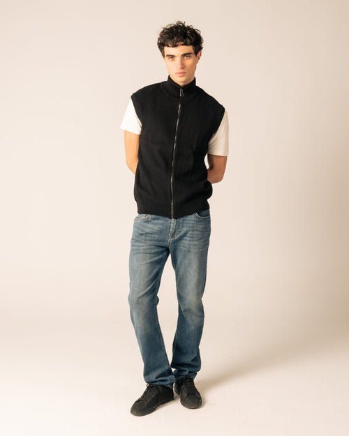 Black Knit Zipup Vest image 0