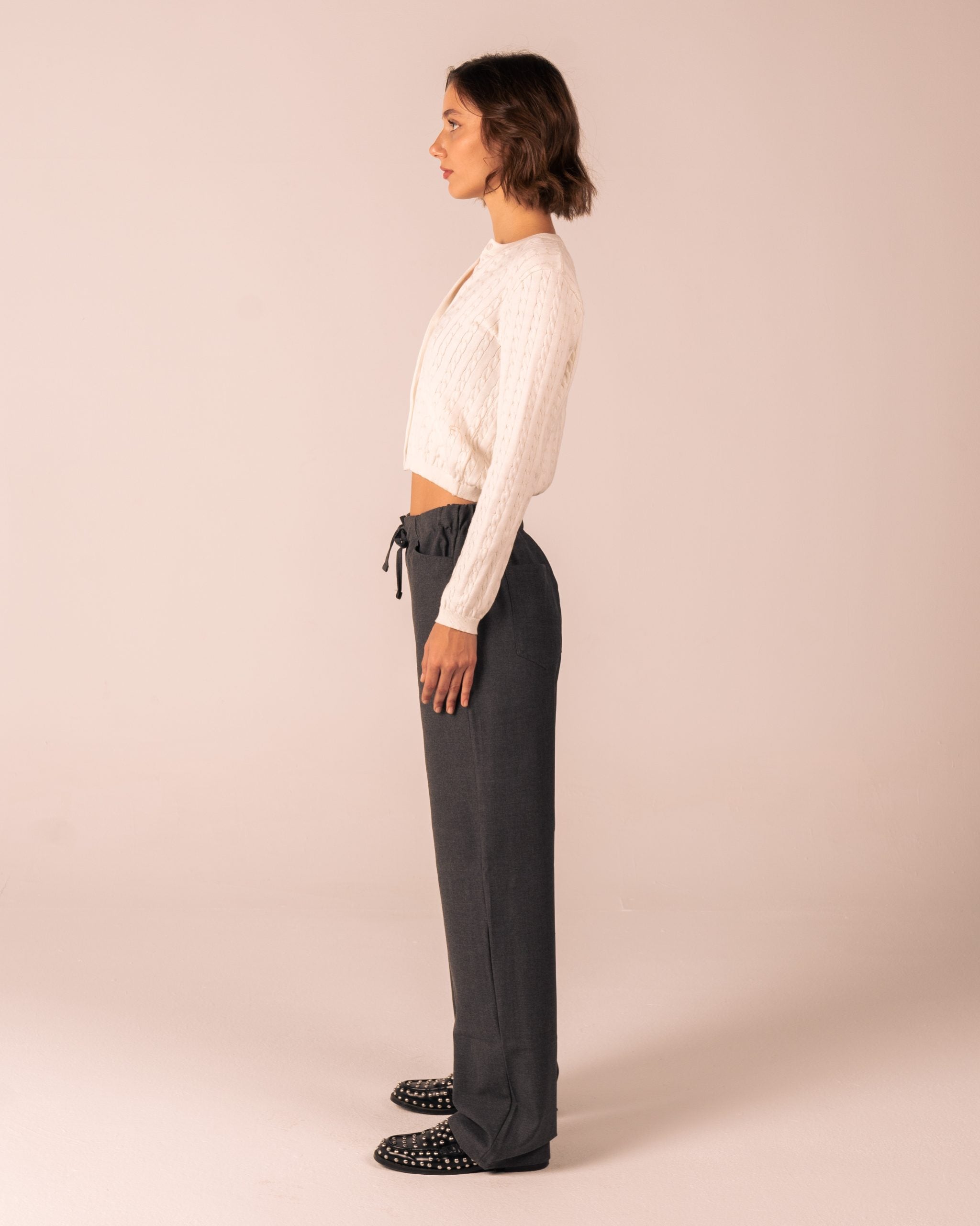 Grey Drawstring Straight Leg Pants image 4