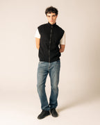 Black Knit Zipup Vest - M image