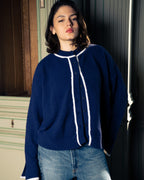 Blue cardigan with white trims - S image