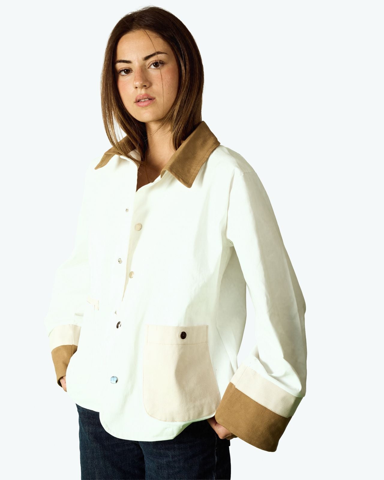 '- Lightweight Tri-Tone Overshirt image 4