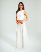 Linen Lace Panel Skirt: image 3
