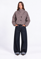 Red collar check jacket