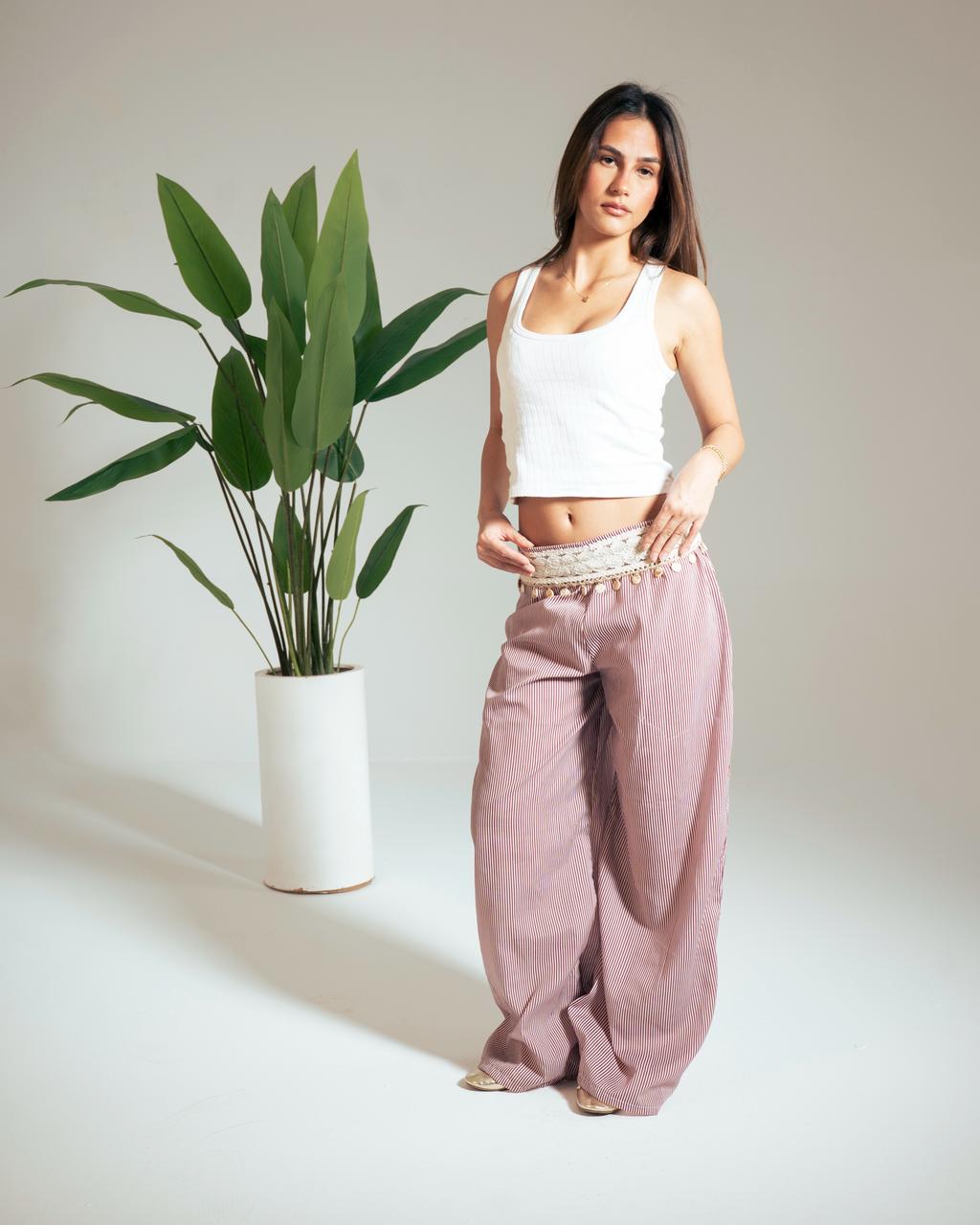 Elastic Detail Wide Pants : image 3