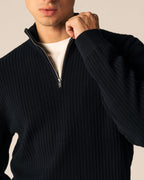 Navy Knit Quarter Zip image 3