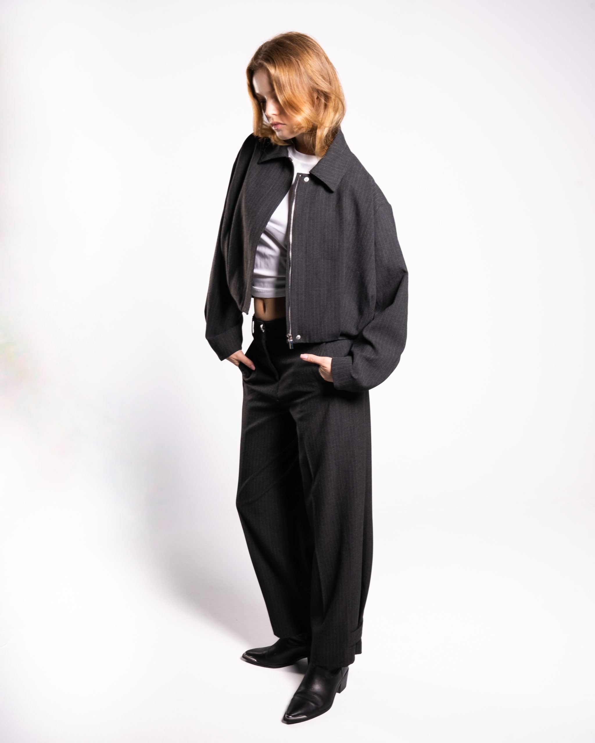 Pinstriped Grey Jacket - L image