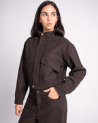 Brown Checkered Wool Jacket image 3