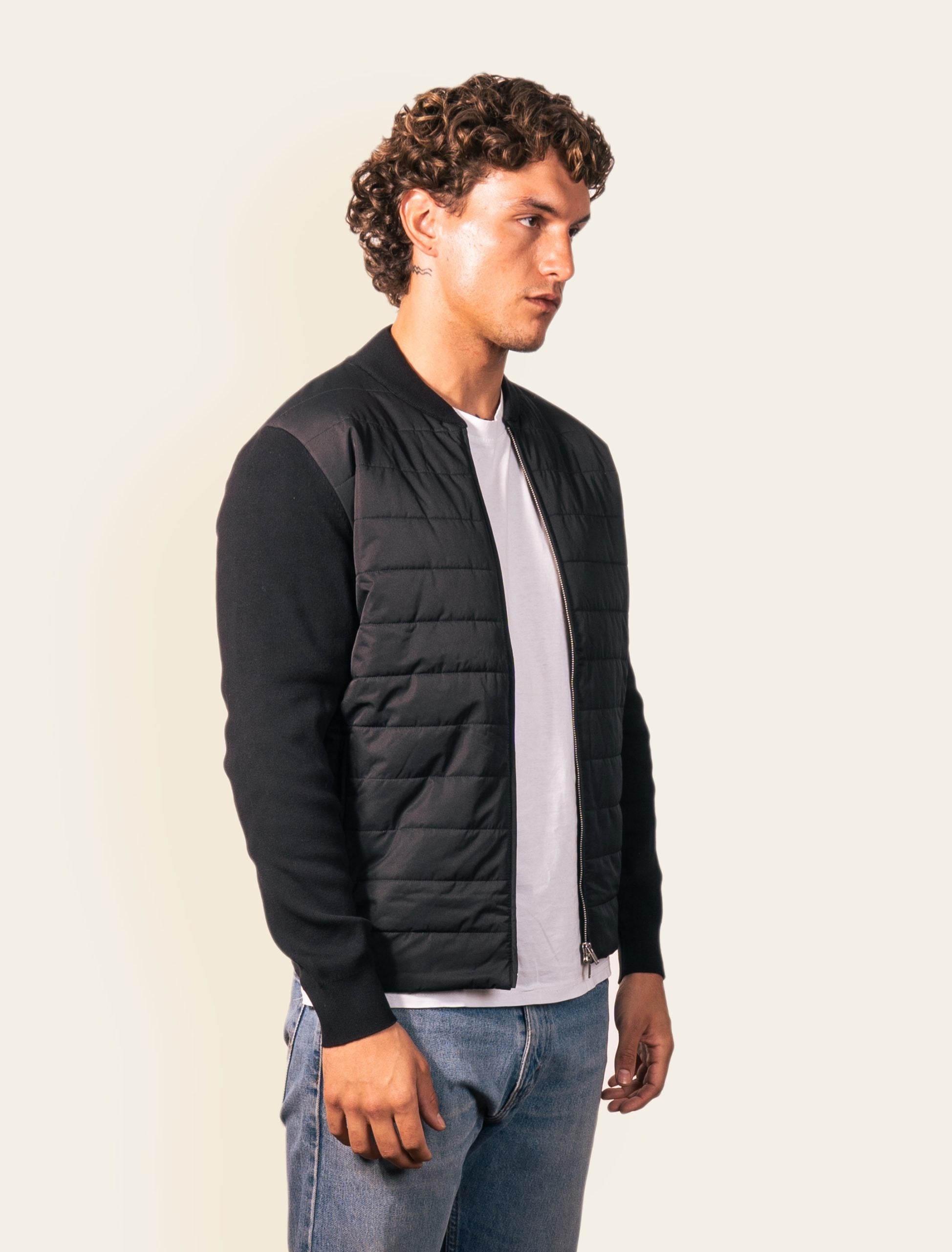 Black Combination Puffer Jacket image 1