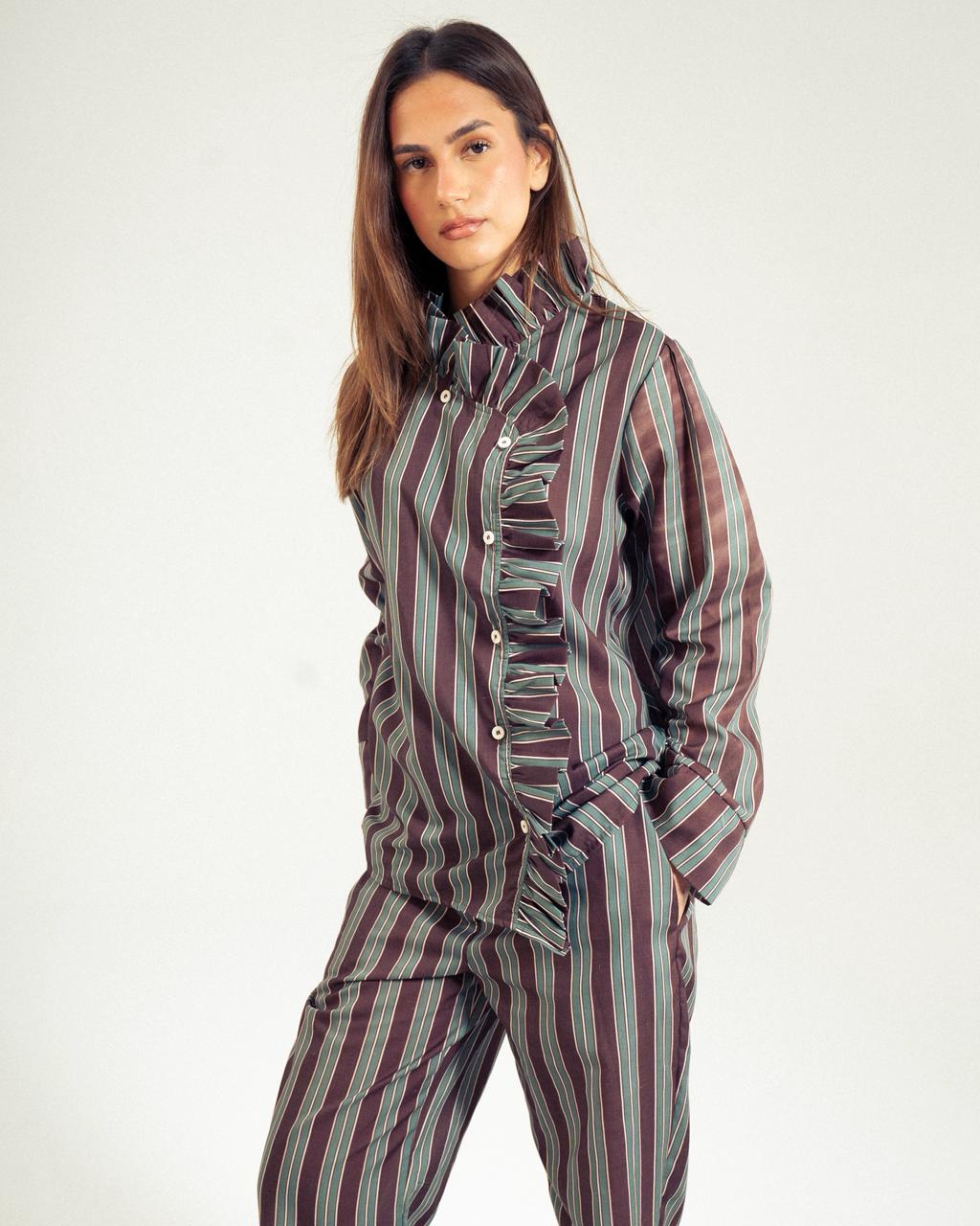 Ruffle Stripe Button Shirt: image 2