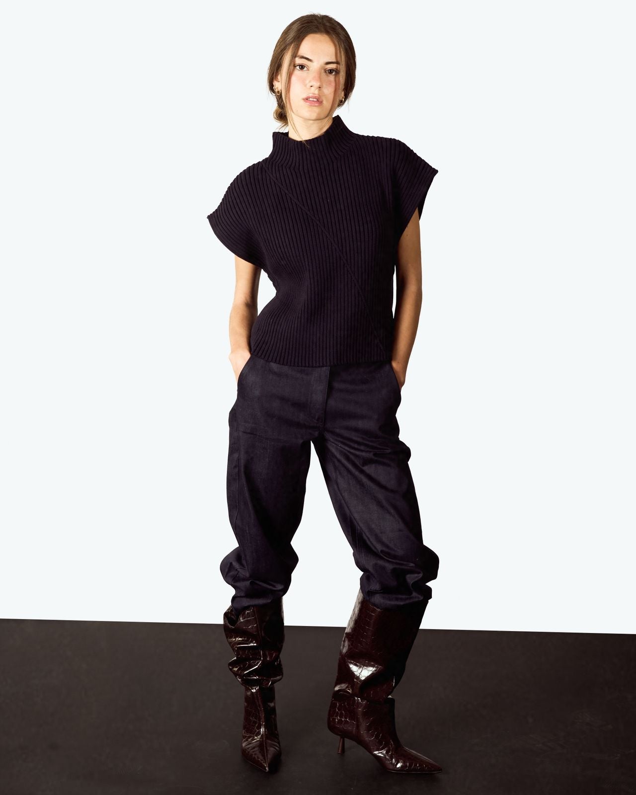 Navy Contour Knit - S image