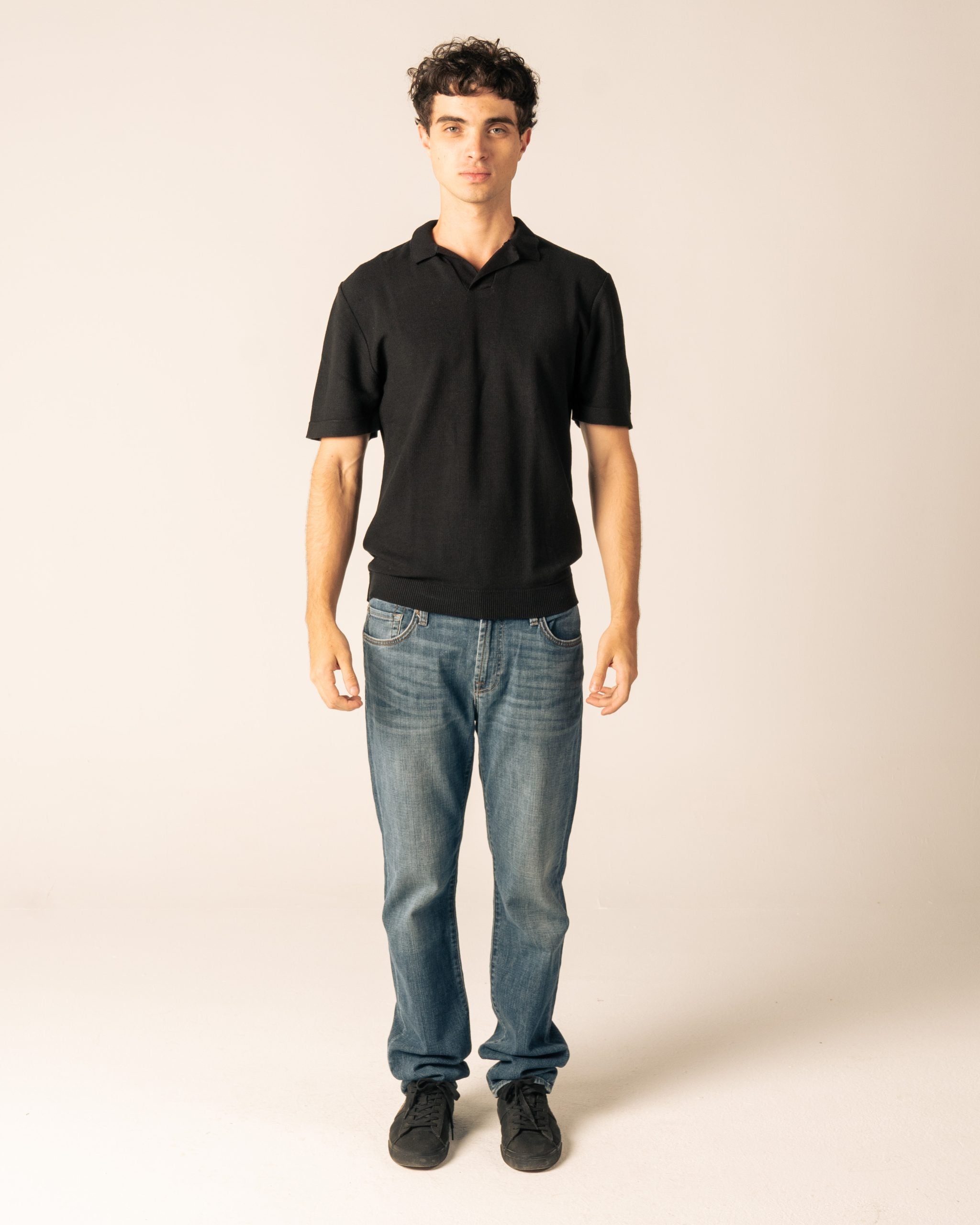 Black Knit Polo Shirt image 1