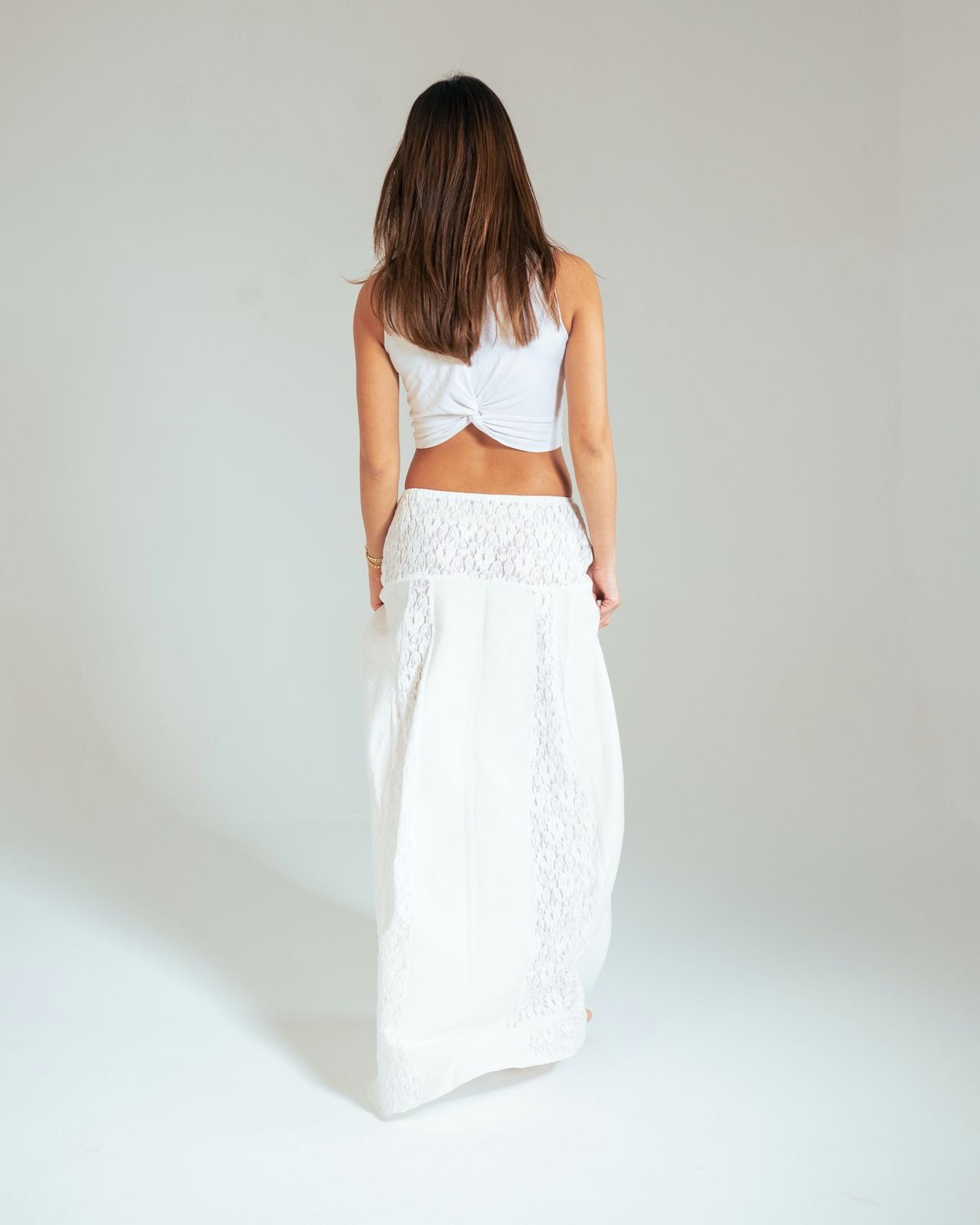 Linen Lace Panel Skirt: image 5