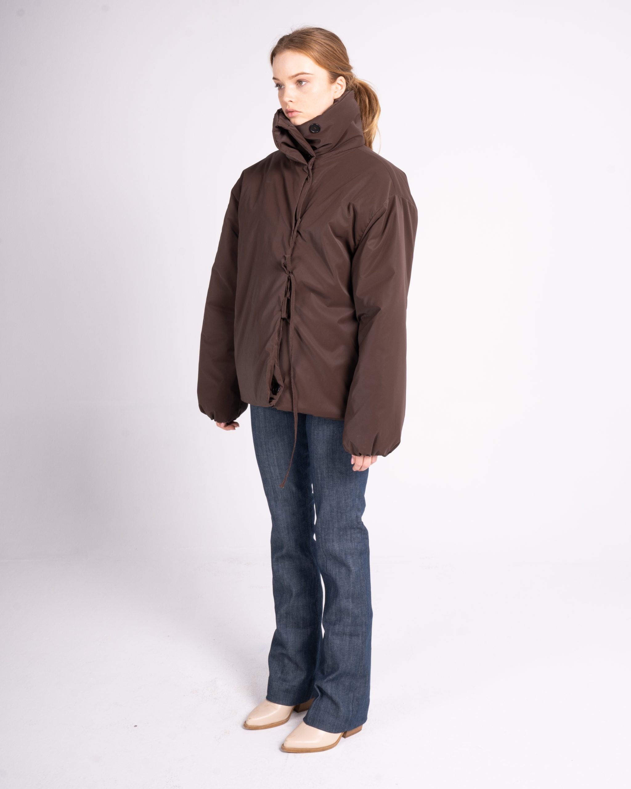 Brown Tie Puffer Jacket image 2