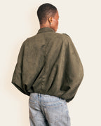Olive Green Suede Bomber Jacket image 2