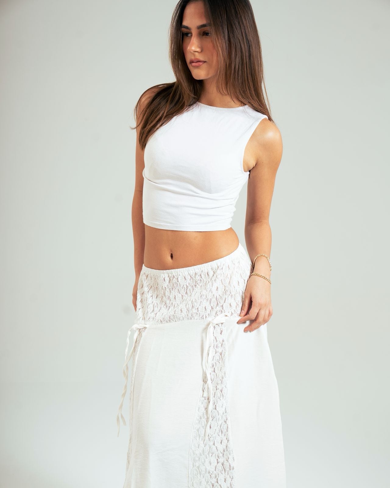 Linen Lace Panel Skirt: image 4