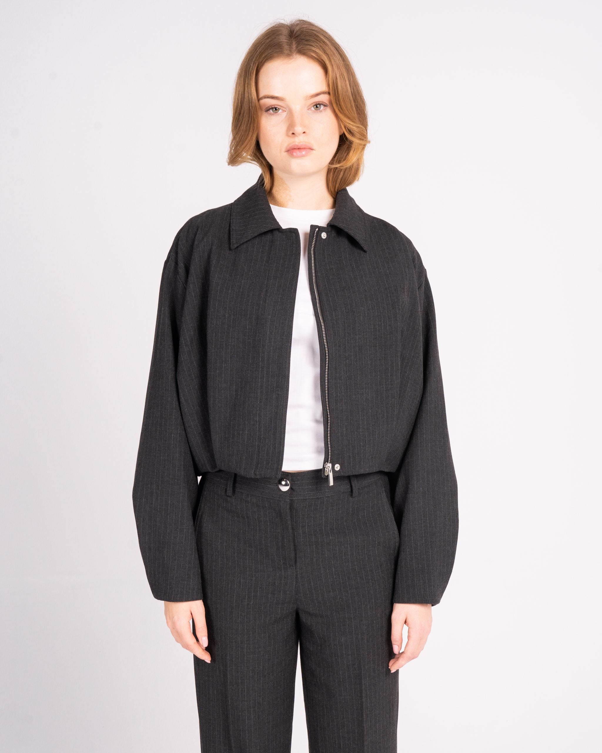 Pinstriped Grey Jacket image 1