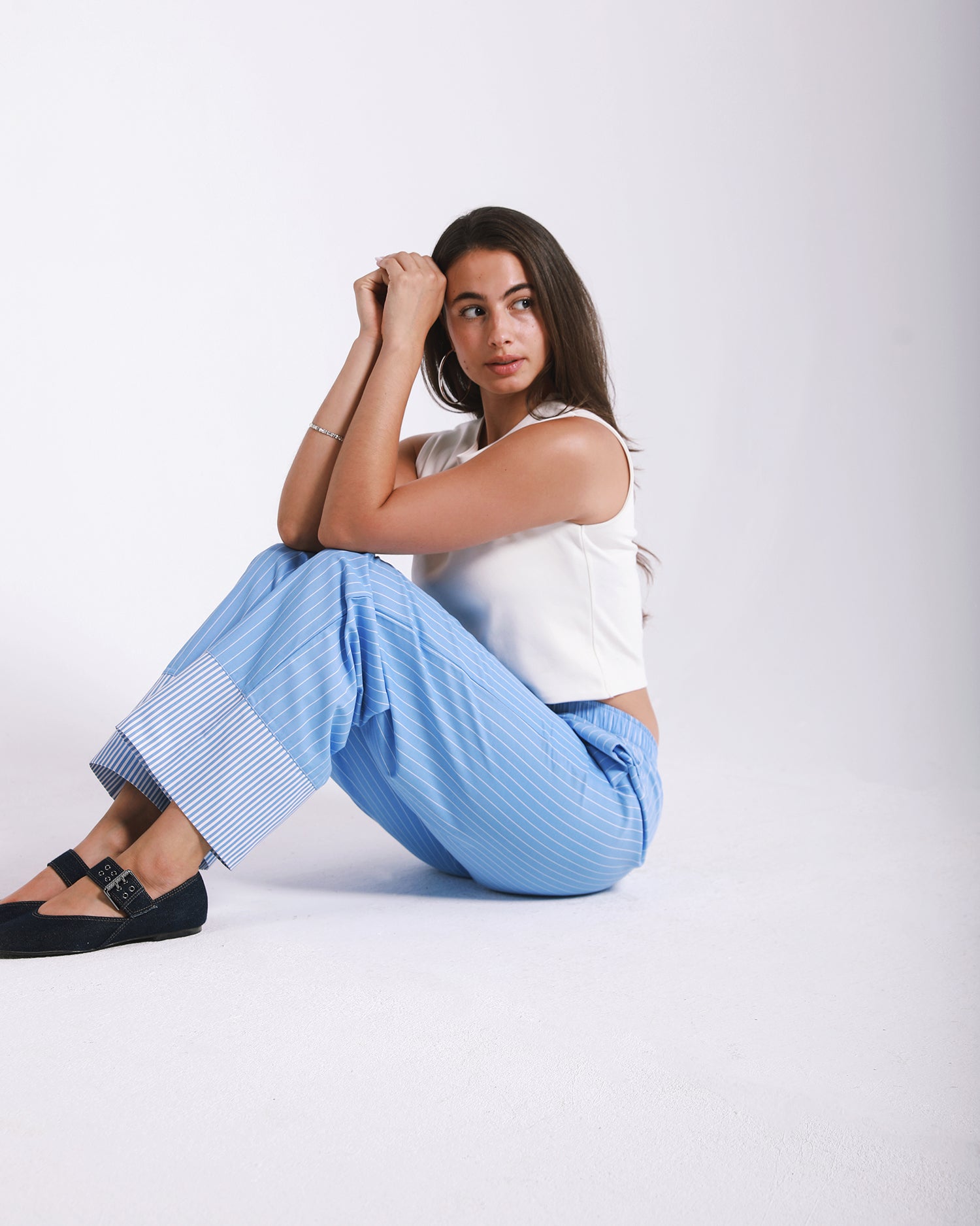 Poplin Mixed Blue Stripped Pants image 0