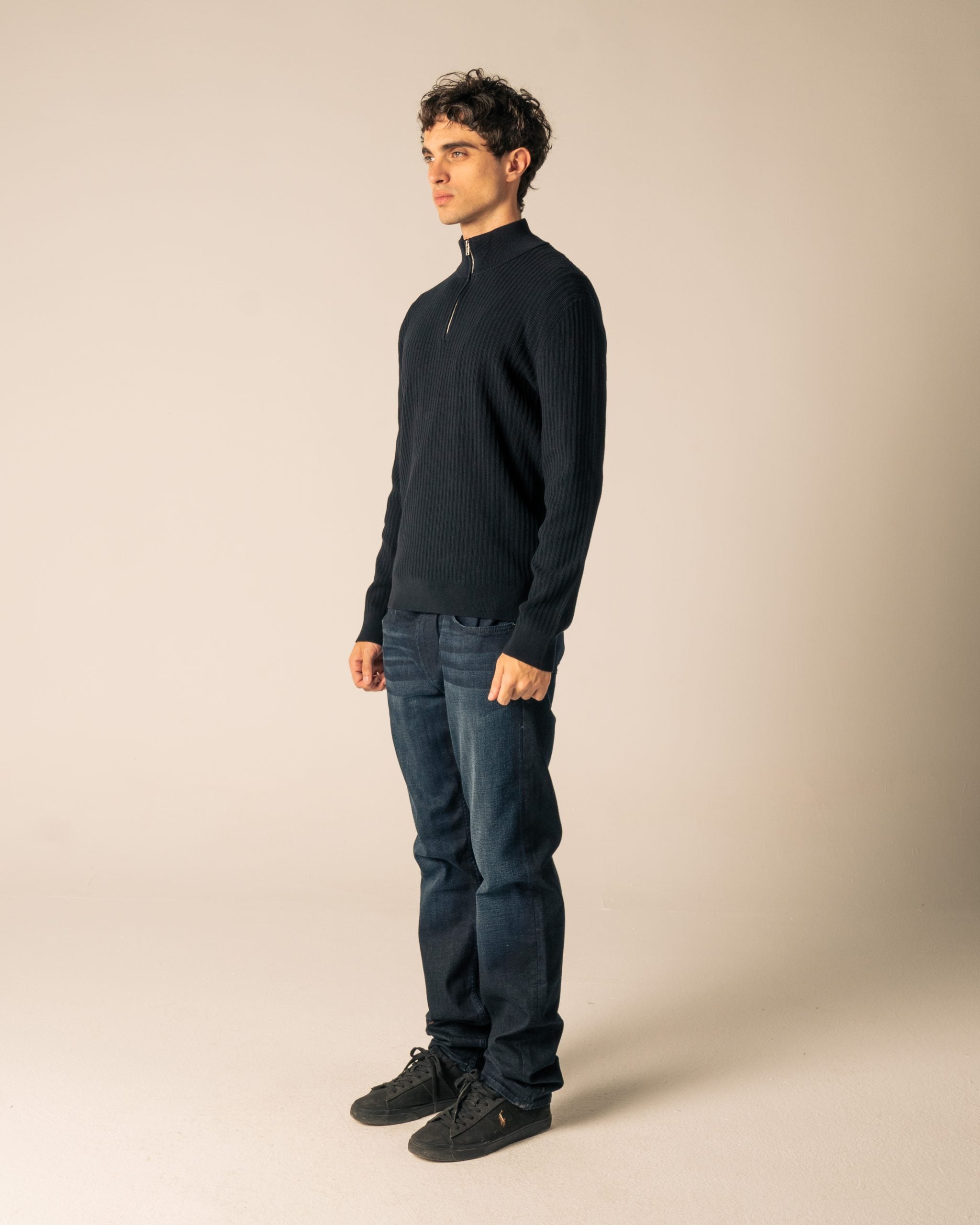 Navy Knit Quarter Zip image 1
