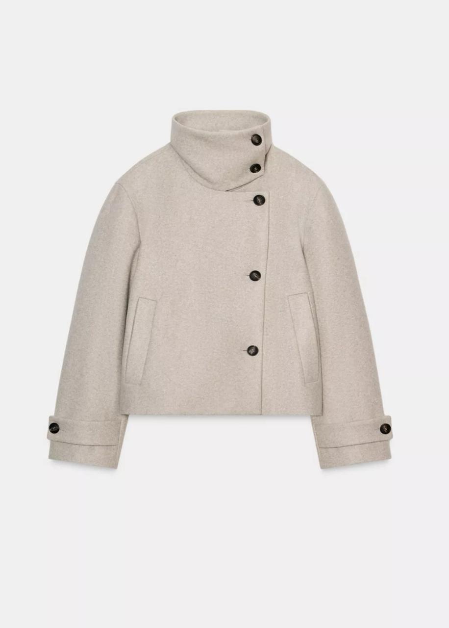 Beige High collar Jacket image 3