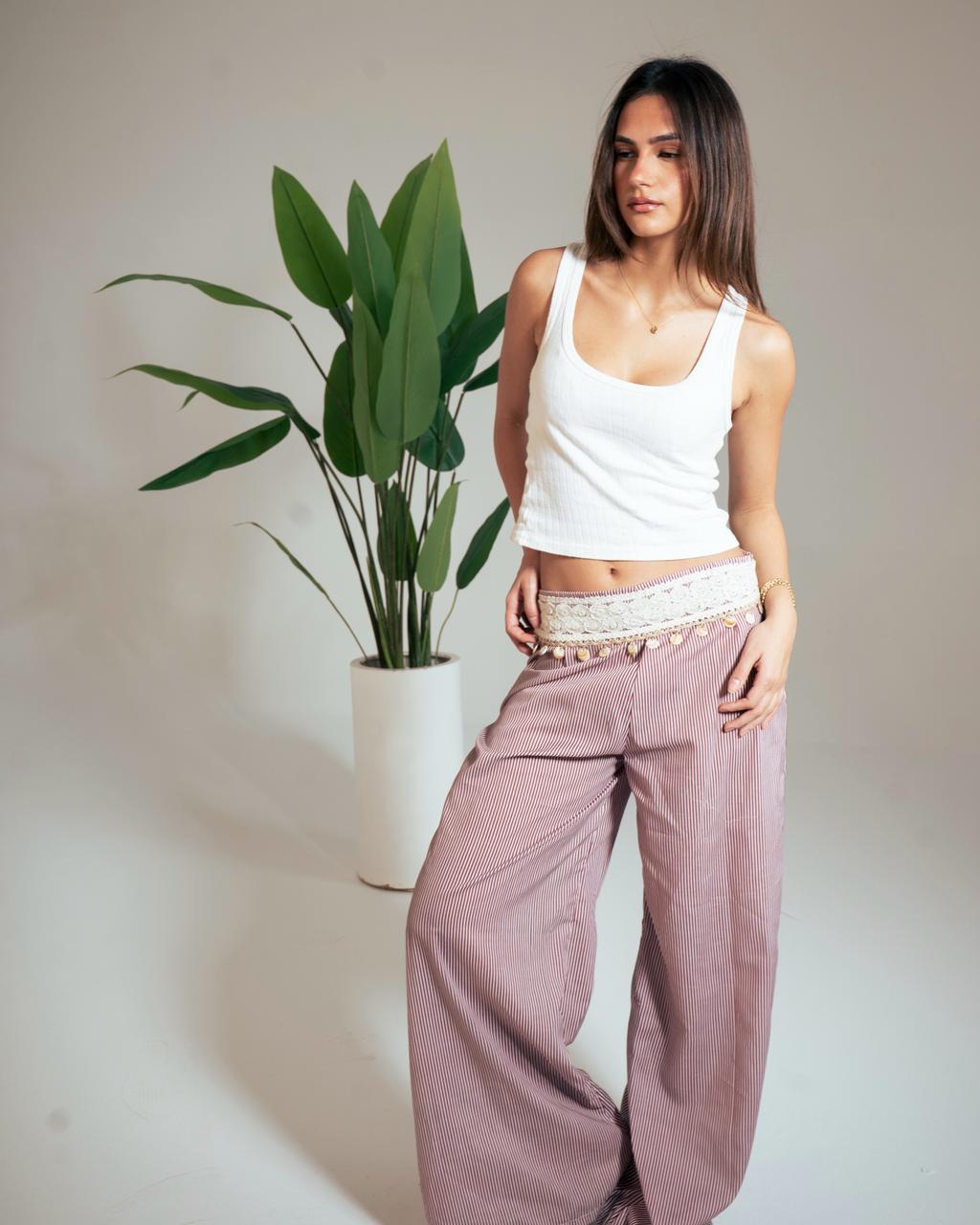Elastic Detail Wide Pants : image 0