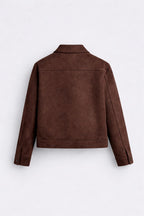 brown heavyweight suede jacket image 2