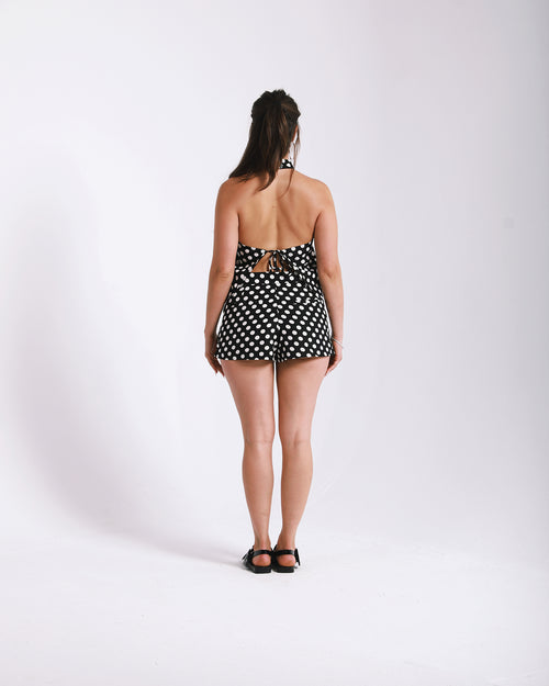 Black Polka Dot Halter Top image 1