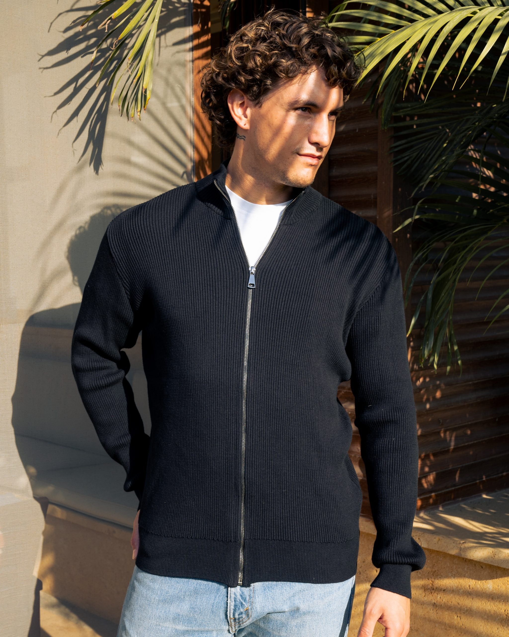 Black Knit Zipup image 1