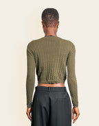 Olive Green Cable Knit Cardigan image 2