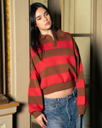 Heavyweight Red and brown striped polo image 1
