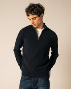 Navy Knit Quarter Zip image 4