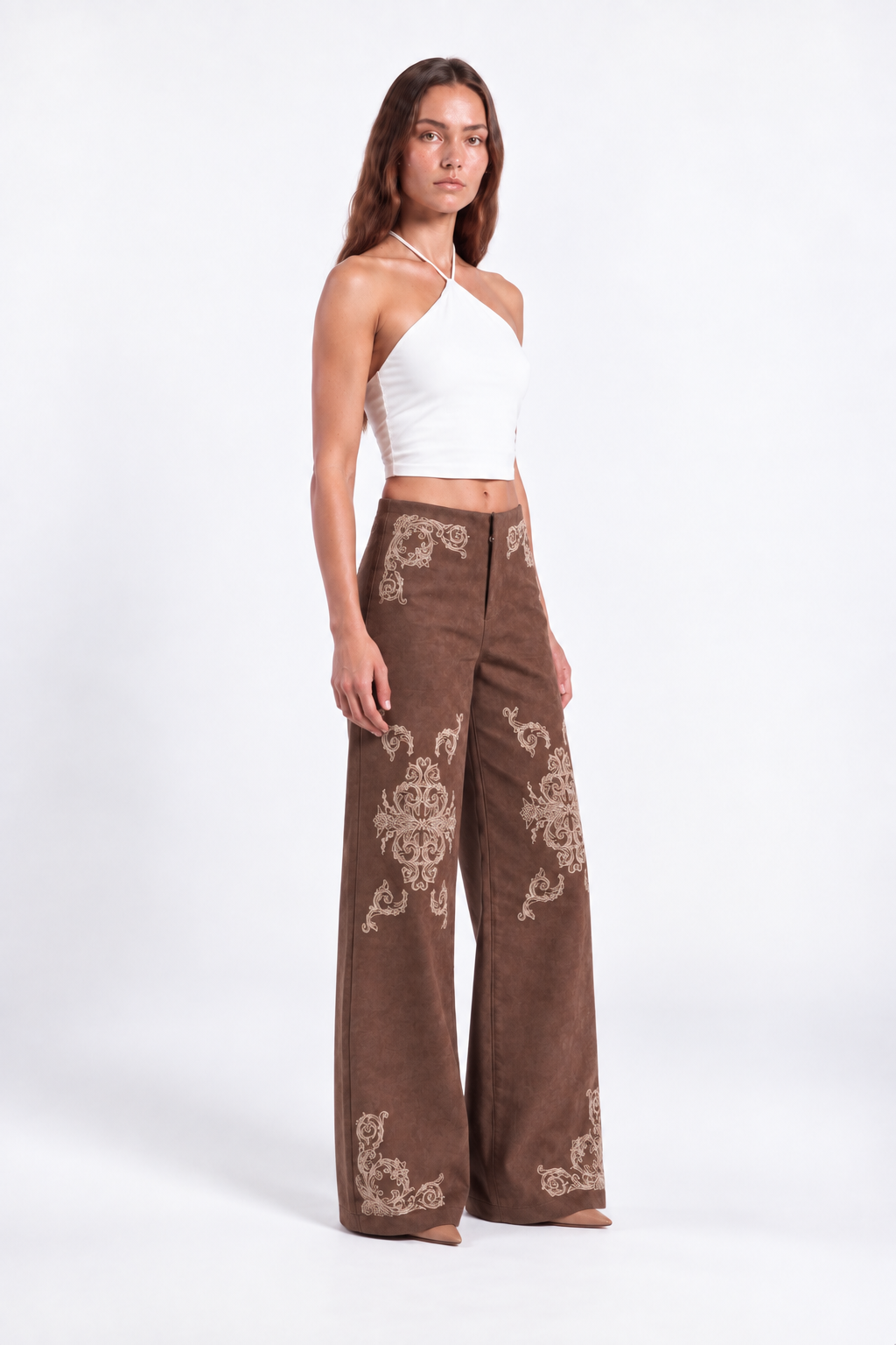 Mocha embroidery pants :