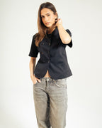 Black Poplin Double Breasted Shirt image 2