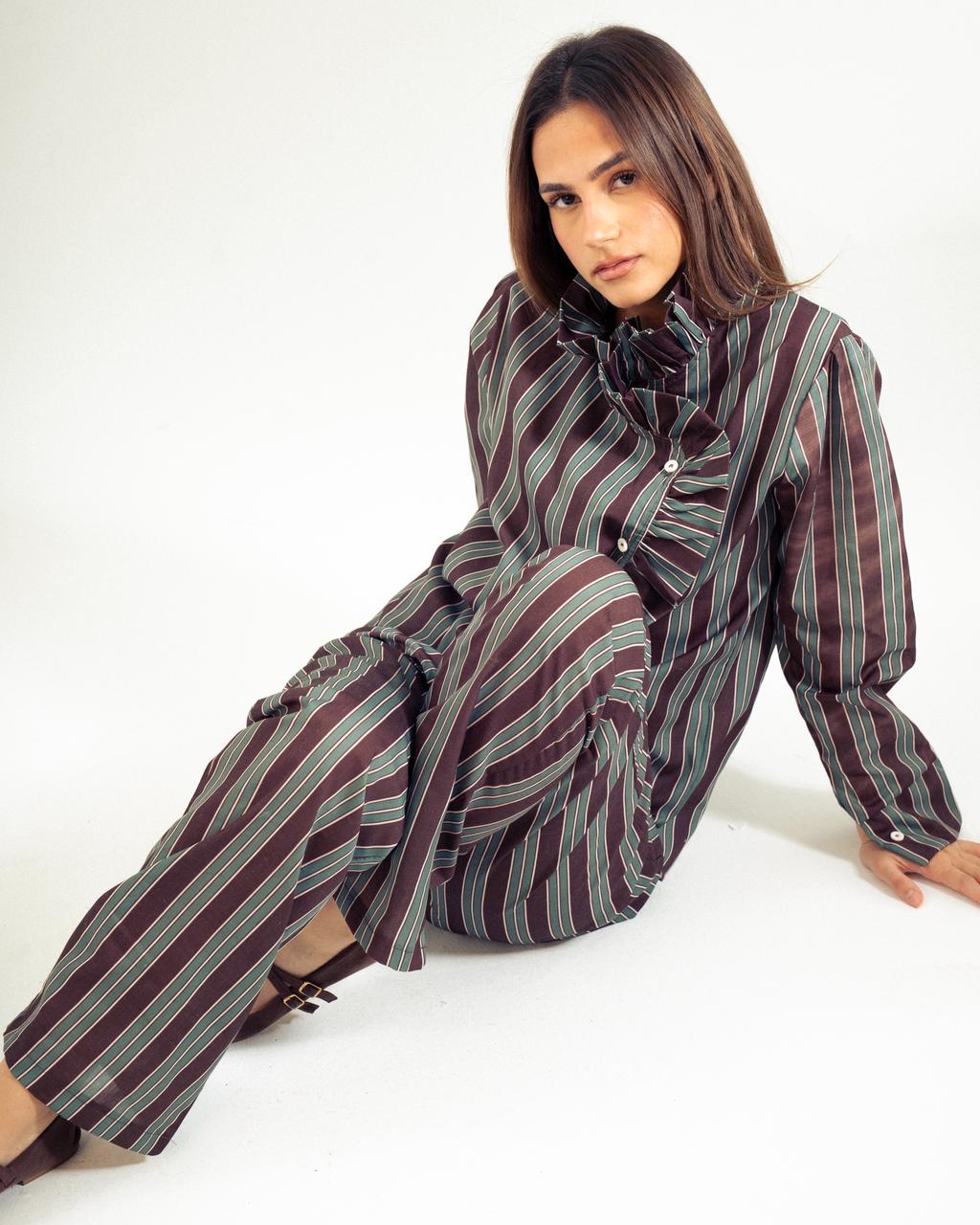 Ruffle Stripe Button Shirt: image 1