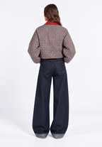 Red collar check jacket