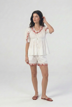 Rosette Embroidered Mini Skirt